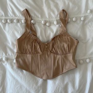 NWT zara tan satin bustier corset tank
